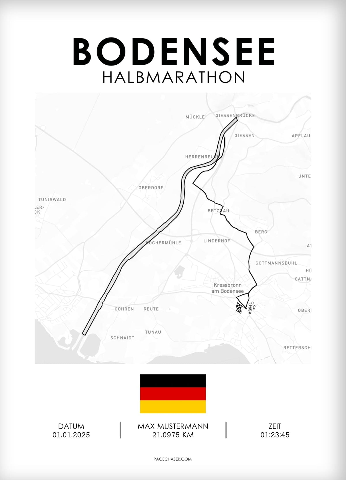 Bodensee (Kressbronn) Marathon / Halbmarathon / 10 km / 5 km Laufposter