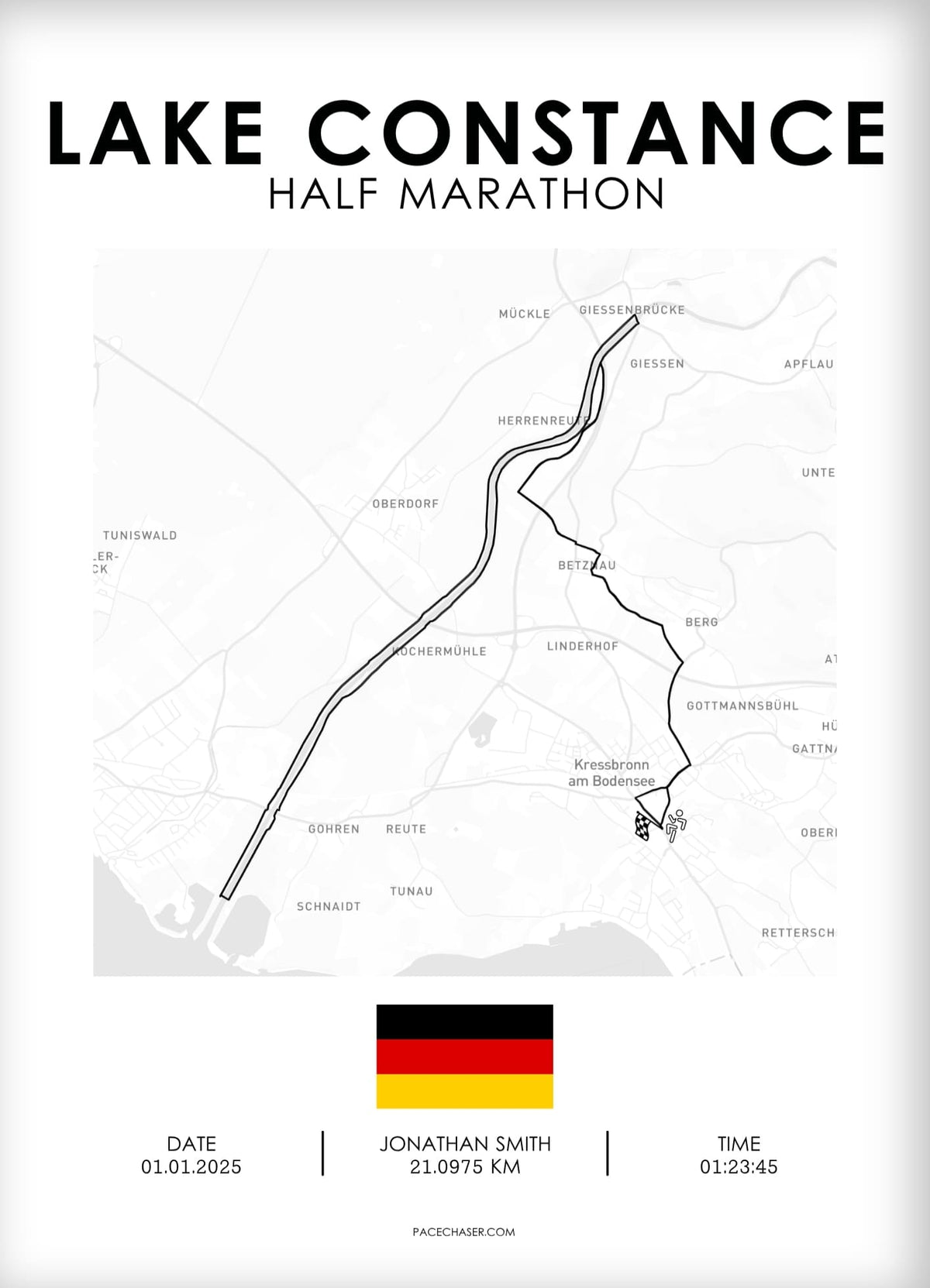 Bodensee (Kressbronn) Marathon / Halbmarathon / 10 km / 5 km Laufposter