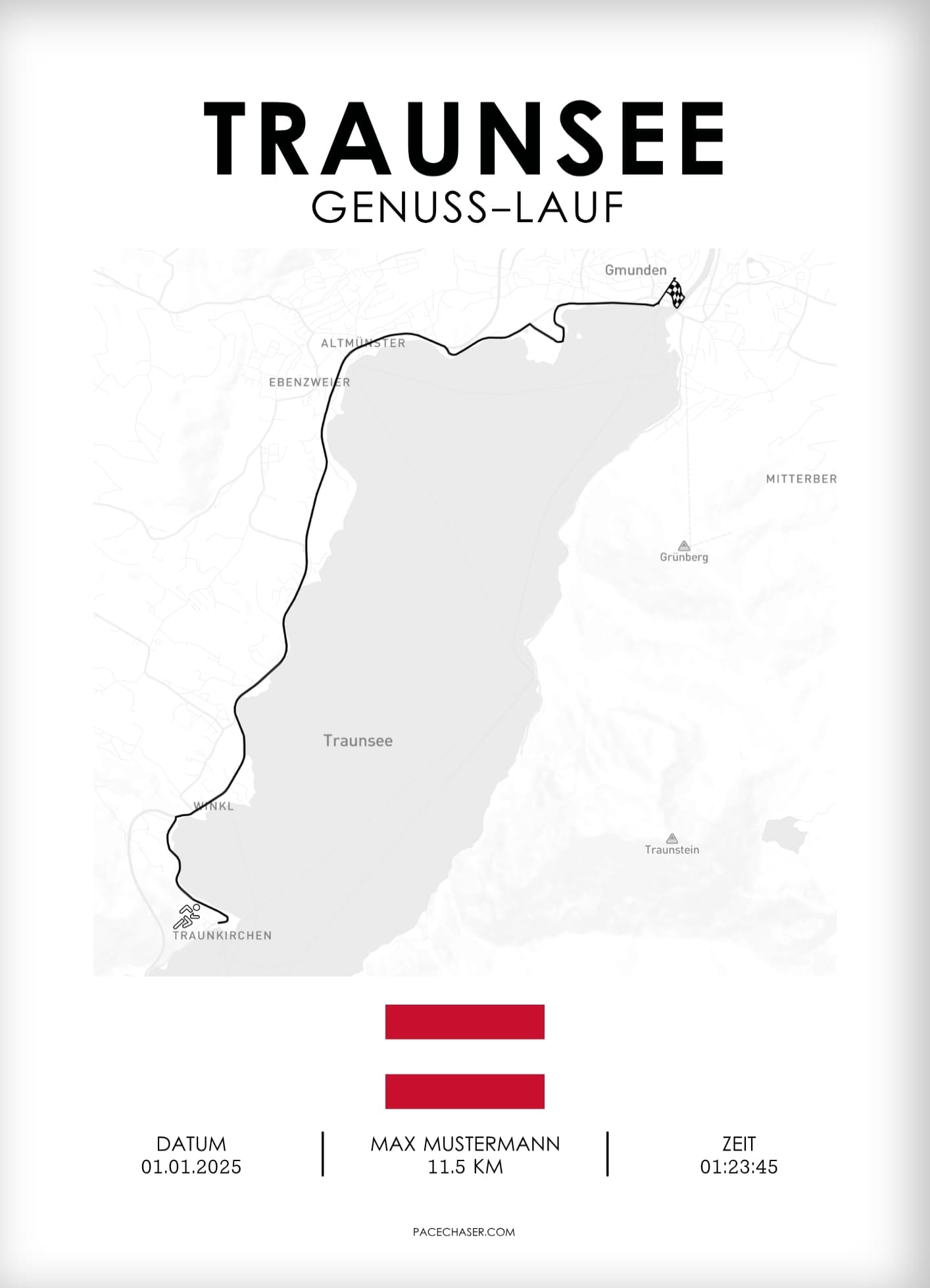 Traunsee Halbmarathon / Genuss-Lauf / Sun-Run Laufposter