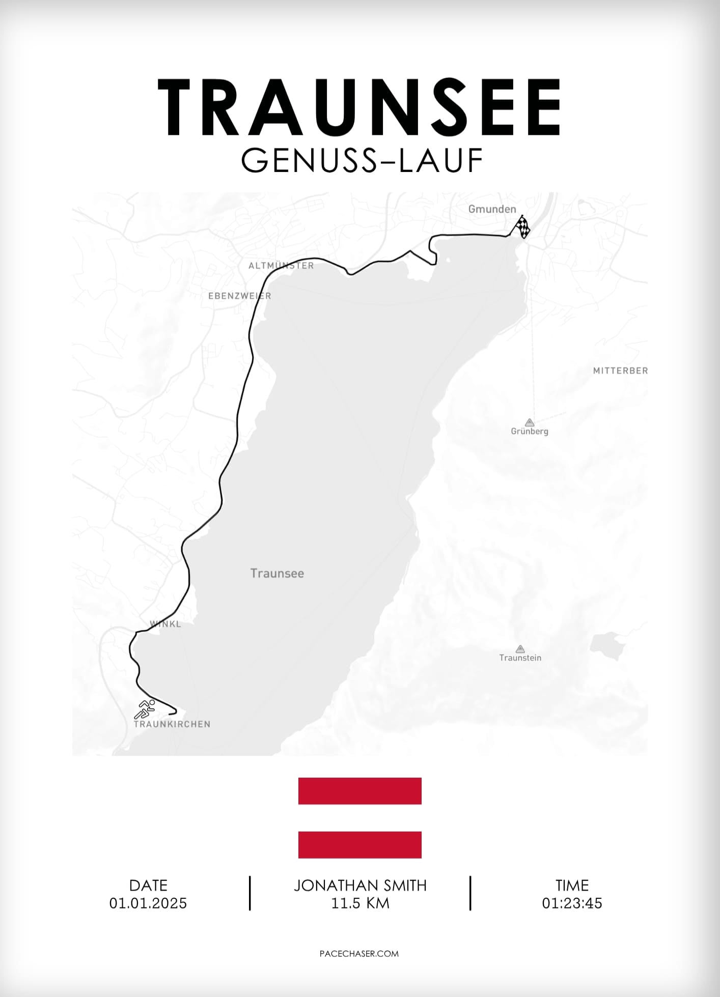 Traunsee Halbmarathon / Genuss-Lauf / Sun-Run Laufposter