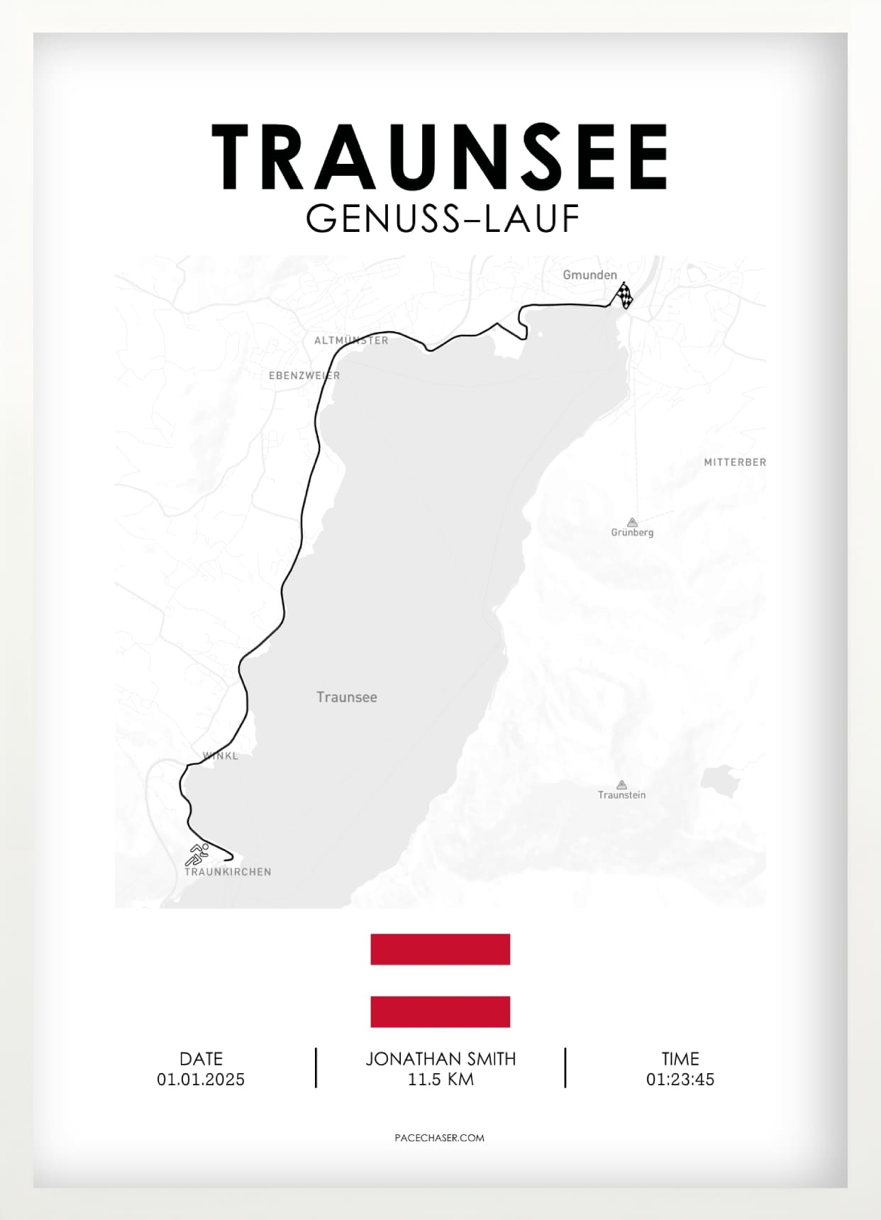 Traunsee Halbmarathon / Genuss-Lauf / Sun-Run Laufposter