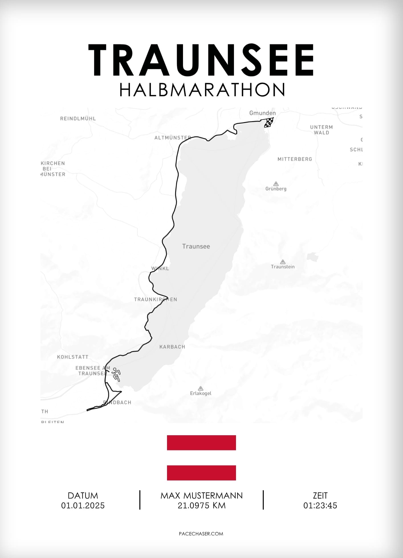 Traunsee Halbmarathon / Genuss-Lauf / Sun-Run Laufposter