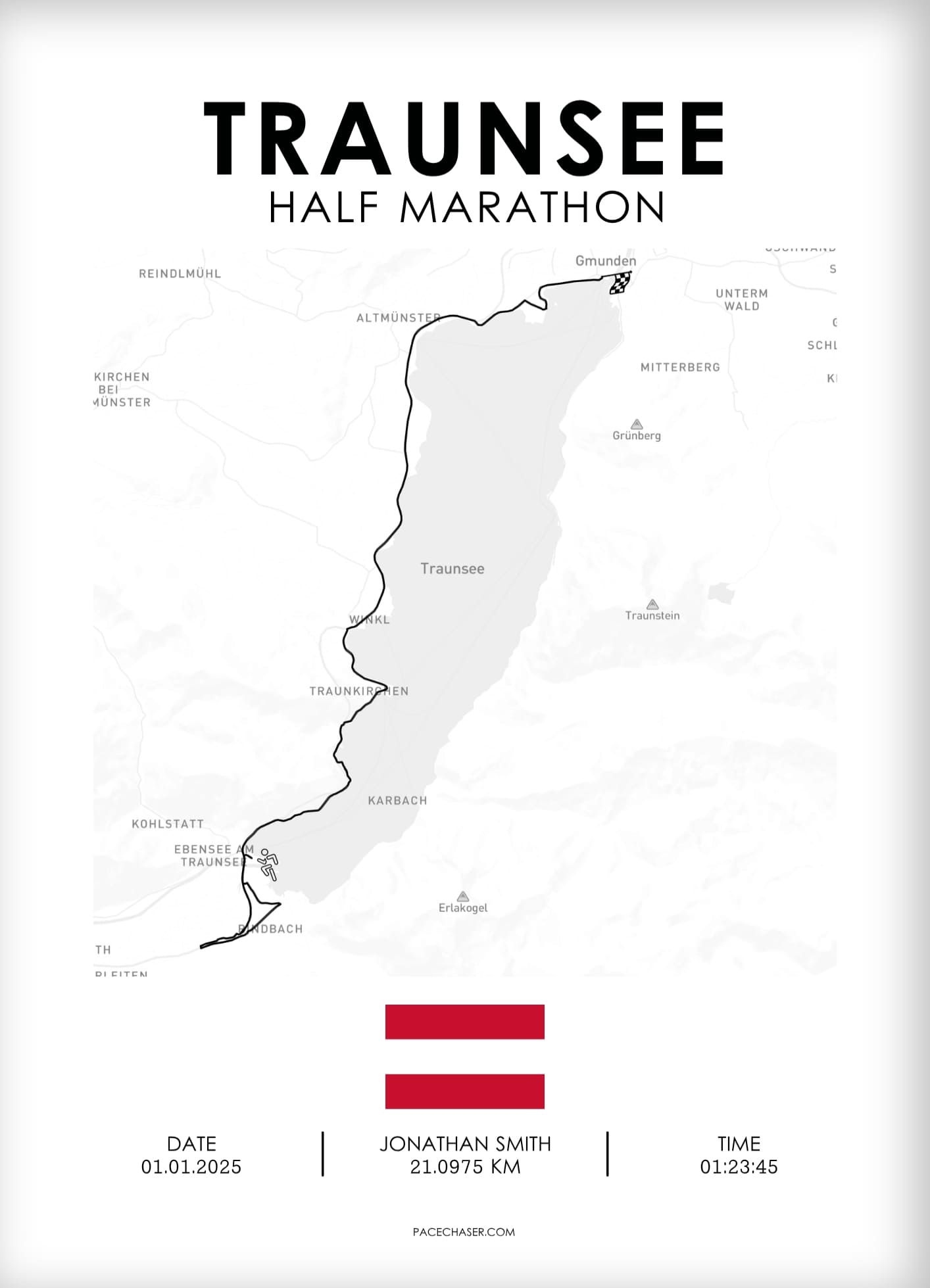 Traunsee Halbmarathon / Genuss-Lauf / Sun-Run Laufposter