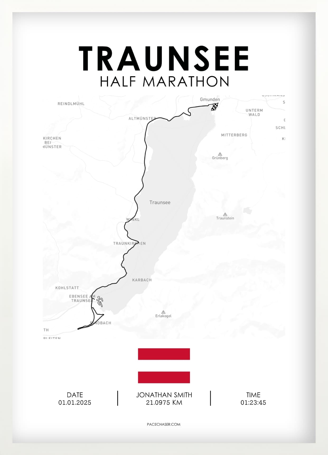 Traunsee Halbmarathon / Genuss-Lauf / Sun-Run Laufposter